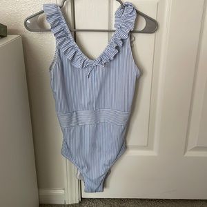 White and blue striped bathing suit from H&M